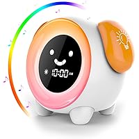 Wecker Kinder, Wecker Digital, 2400mAh Wiederaufladbarer Kinder Lichtwecker, Kinder schlafen Trainer mit 2 Alarmen, 3…