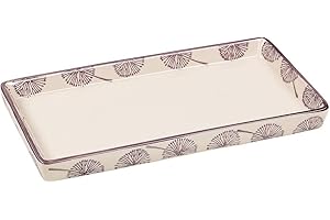 Tranquillo Badablage rechteckig, Badtablett, handbedruckte Keramik Floral, 23x12x2,5 cm