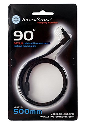 SilverStone SST-CP08 – SATA III Kabel, 6 Gbps,90°, 50 cm, Verschlussmechanismus metall-los - 2