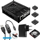 Für Raspberry Pi 3 Gehäuse mit Netzteil + Lüfter + 3x Aluminium Kühlkörper + Mikro-USB-Kabel mit EIN / AUS Schalter Compatible with Raspberry Pi 3 Case for Model b 2 b (Raspberry Pi Board nicht enthalten)