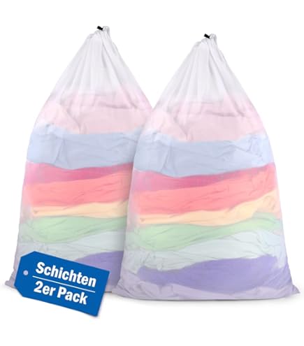 JGS ® Katoenen Set van 2 Waszakken met Handig Trekkoord voor Reizen en Vuile Was