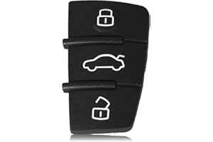 HooRLZ 1 Pcs 3-Button Car Key Rubber Pads For Audi A4 A6 Q5 Q7, Black Key Pad For Audi Car Key Button Replacement, Remote Control Audi Pad