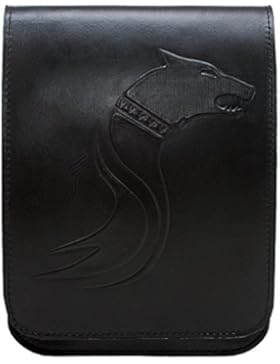 kōson Dacian Wolf schwarz echte italienische Kuh Leder handgefertigt Umhängetasche Handtasche Messenger Bag