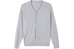 SMILING PINKER Boys Button Cardigan V Neck Long Sleeve Cotton Knitted Jumper School Knitwear