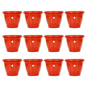 Gamla / Planter / Pot 8-inch (pack of 12 Pots) (Red / terracotta colour pot) For garden Balcony Flowering Pot by Kraft Seeds