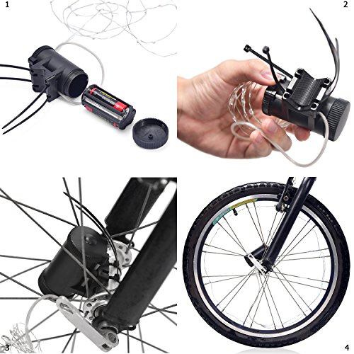 InnoBeta® LED Fahrrad-Lichtstreifen, Outdoor Wasserdicht Flexibel Helle Lichter Für Radfelgen oder Fahrradrahmen, Blinkender / Leuchtender Modus, Perfekt für Erwachsene und Kinder für Sicherheit und Spaß am Sport (Kostenloses, blaues Armband als Geschenk), 3*AA-Batterien im Lieferumfang enthalten - 3