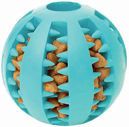 Dog Treat Ball, Dog Food Treat Feeder Tooth Cleaning Ball Dog Puppy Chew Toy Ball Puppy Treats Games for Dogs (Blue)