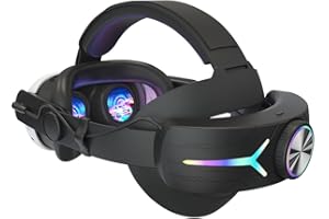 Junerain Sangle de Tête pour Casque Meta Quest 3 RVB Réglable Bandeau de Remplacement Pliable Rétroéclairage LED 8000 mAh Repose-tête Rembourré Souple Rechargeable pour Accessoires Meta Qu