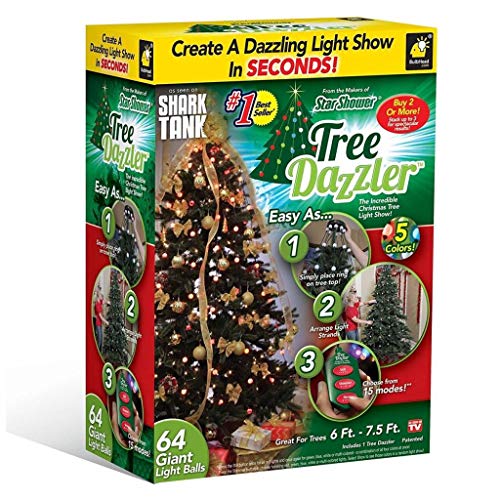 BESTOFTV Tree Dazzler Ghirlanda di Natale con 64 lampadine luminose, con telecomando, colore: Verde, dimensioni: visto in TV