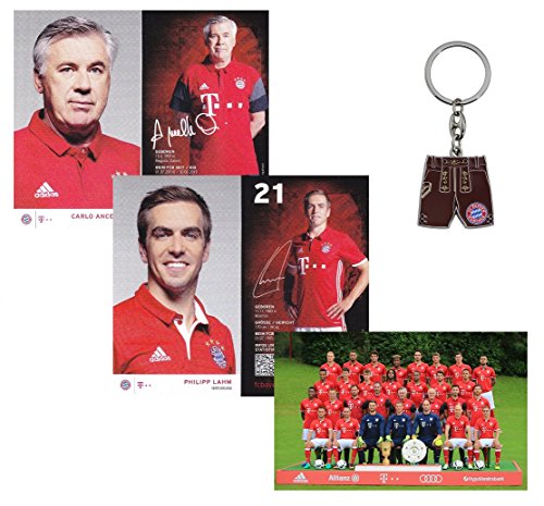 Preisvergleich Produktbild Geschenk-Set FC Bayern München Autogrammkarten Set plus Schlüsselanhänger Lederhose