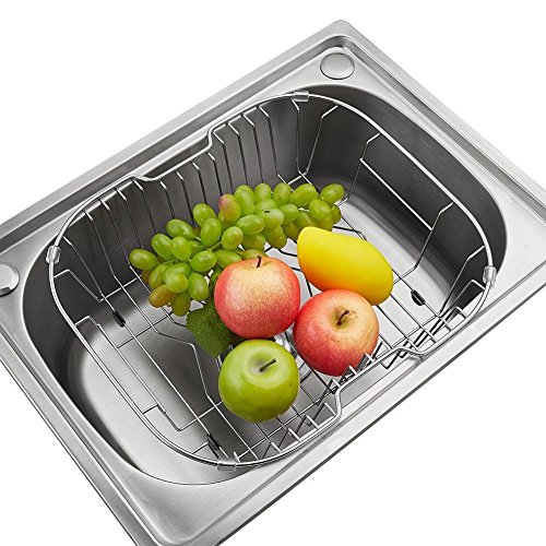 ipegtop Edelstahl über Spüle Dish Trocknen Drainer, Geschirrspüler Korb mit Besteck Tablett und Tropfschale Utensilienhalter Küchenorganisator - 2