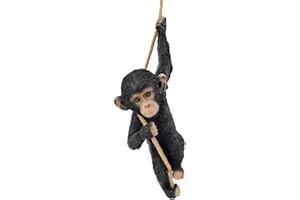 GAAK abc HOME | Gartenfigur | AFFE am Seil | Polyresin | 70 cm H inkl. Seil