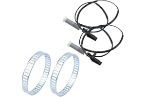 Bohaner Sensore ABS, sensore di velocità della ruota ABS, 2 pezzi posteriori, sensore ABS + 2 anelli ABS per BMW Serie 1 B1-ER E81 E87 3 E90 E91 E92 accessori