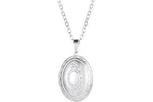 U7 Medaillons für Damen Vintage Medaillon zum Öffnen für Bilder Foto Halskette Personalisiert Oval/Runde Anhänger Amulett Souvenir Erinnerung Kettenanhänger Charm Schmuck für Herren Frauen
