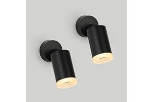 FORCOSO Ceiling Lights Spotlight Wall Light - 2pcs Spot Lights 350°Adjustable, GU10 Black Light Shade Metal Light Fittings Anti-Glare, Industrial Wall Ceiling Lamp for Kitchen Living Room Bedroom