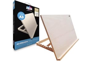 Premium Adjustable Table Top Art Easel/Desk Easel - by Zieler™. Ideal for Presentation, Painting, Crafting, Calligraphy, Sketching, Drawing & Planning - Made from Beechwood - 5 Different Angles (A3)