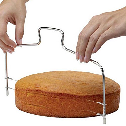 Nikgic Tortenbodenschneider Tortenbodenteiler Edelstahl Tortenschneider Doppellinie Verstellbare Kuchen Pâtisserie Schneidedraht Cut Werkzeuge