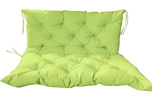 LUXUCURE Outdoor Swing Cushions with Backrest,Replacement Cushions for Patio Porch Garden Swing Chair,Waterproof Cushions For Outdoor Furniture Bench,2 or 3 Person Seat Cushions,Grass green,39.4x39.4in