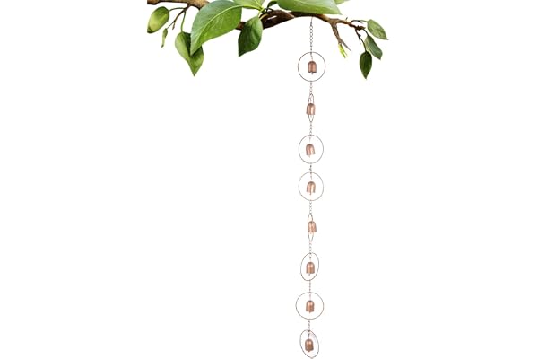 YOUGE Chaîne de pluie décorative, seau d'arrosoir/papillon/cœur/anneau/chaîne de pluie en forme de cloche pour gouttière, chaîne de pluie suspendue décoration de jardin de maison extérieure