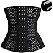 FLYCHEN Women's Waist Trainer Lingerie Cincher Elastic Steel Bones Corset Black UK 10-12(L)