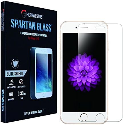 Apple iPhone 6 and iPhone 6s Tempered Glass Screen Protector SPARTAN GLASS® by Hephaestus® Premium Clear HD Clarity 0.33mm 9H Hardness Anti-Shatter Anti-Scratch with Easy Bubble Free-Installation