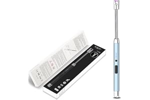 Teenza Briquet électrique Rechargeable par USB avec Affichage de la Batterie LED, Interrupteur de sécurité Coupe-Vent, sans Flamme, pour Bougies, Barbecue, Grill, cuisinière à gaz, Cuisine, etc