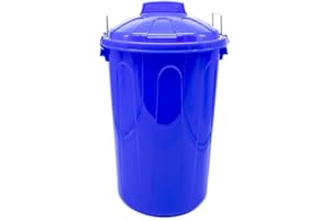 CABLEPELADO Cubo de Basura con tapa, Cubo basura Industrial, Cubo basura Plástico con asas metálicas, Contenedor residuos, 55 cm alto x 44 cm Diámetro superior, Capacidad 51 Litros, Azul