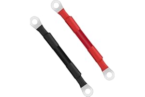 URAQT Cavo Batteria, 2 Pezzi 35mm² 15cm Cavo Batteria Auto, 2AWG Cavo della Batteria dell'Auto, Cavi Inverter Batteria con Occhielli per Energia Solare, Auto, RV, Marine