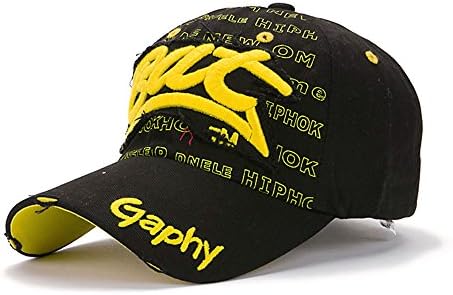 Fashion Unisex Women Men Snapback Hats Summer Letter Words Baseball Caps Hip Hop Hats Sun Hat Do Old (Black+Yellow)