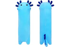 SNOWOLF Wypełniona Axolotl długa poduszka, pluszowa zabawka, miękka zabawka Kawaii, urocza poduszka do przytulania dla dzieci (50 cm, niebieska)