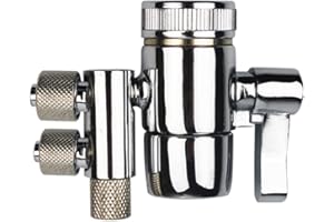 PAROAD 2-Wege 3/8 und 5/16 Zoll OD Verchromtes Wasserhahn Umstellventil für Arbeitsplatte Wasserfilter, Wasserreiniger, RO Umkehrosmose Filter,Schlauchhahn-Adapter