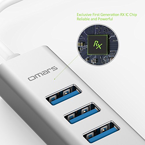 OMARS® USB C Hub auf 3 Port USB 3.0 + Ethernet Anschluss Netzwerkadapter Type C Hub für New Macbook, Macbook Pro 2016, Google ChromeBook Pixel 2015, usw. - 4
