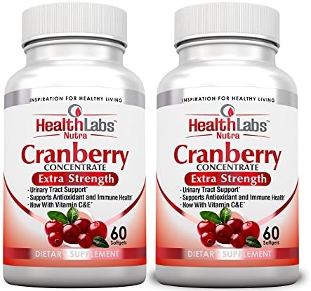 Health Labs Nutra 50:1 Triple-Strength Cranberry Concentrate with Vitamins C &amp; E - Promotes Urinary Tract and Immune Support 60-Day Supply (Pack of 2)