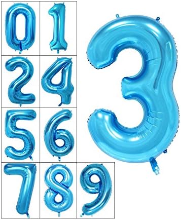 Happium - 34" Giant Foil Balloon (Number 3, Blue)