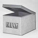 mDesign Wickeltisch-Organizer (groß) – hochwertige Aufbewahrungsbox in grau mit Jutefasermuster – ebenso als Kleiderschrank-Organizer verwendbar - 2