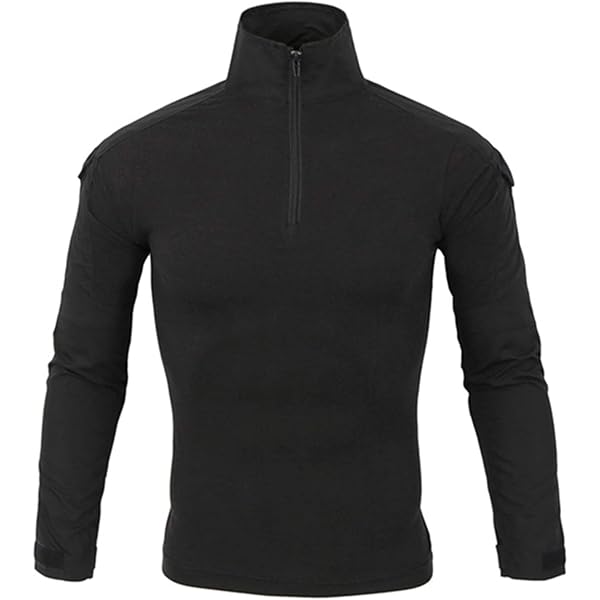 LiliChan Tactisch shirt met korte mouwen voor heren, militair shirt, outdoorshirt, tactisch gevechtsshirt met ritssluiting, Zwart, XL