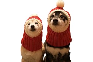 DELIFUR Cane Natale Divertente Pom Pom Cappello Cane Cappello Inverno Caldo Rosso Maglia Cane Snood Head Wear per Animali Domestici e Donne e Uomini (Rosso, XL)
