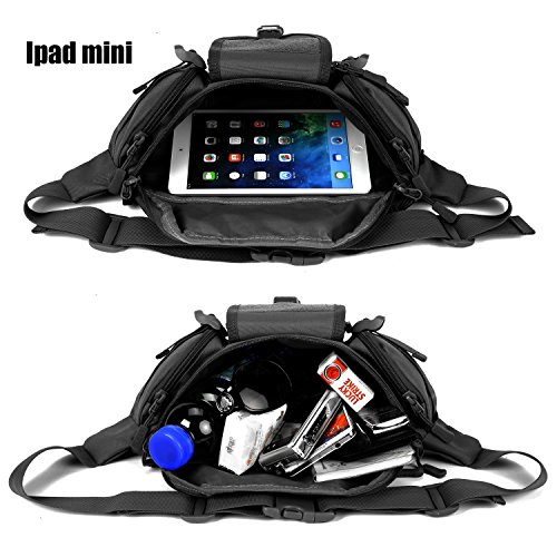 DCCN Tactical Hüfttasche Bauchtasche Militär Gürteltasche mit 5 Fächer inkl. Reißverschluss für Outdoor Sport Trekking Wandern Running - 6