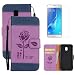 Produktbild Tasche Leder für Samsung Galaxy J5 2017 Hülle Klappbar und Display Schutz Folie ,OYIME Rose Liebespaar Muster Zweifarbige Nähte Handyhülle zum Klappen Dünn Magnet Vollschutz Klapphülle Etui Original Flip Book Case Full Cover Bumper für Galaxy J5 2017 Modell J530 - Lila & Blau