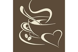Grandora Wandtattoo Kaffetasse Herz I cremeweiß (BxH) 10 x 12 cm I Kaffee Tasse Bohnen selbstklebend Küche Aufkleber Wandaufkleber Wandsticker W3040