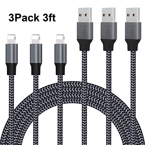 Everdigi Cavo Phone 3 Pack 1M di Nylon Intrecciato Trasmissione Dati(Nero)