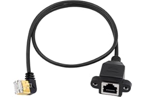 Duttek Cavo Ethernet Cat8, 40 Gbps 2000 Mhz ad angolo retto a vite femmina montaggio a pannello, 8P8C Crystal Head RJ45 connettore cavo di rete per notebook, PC desktop, 0,5 m