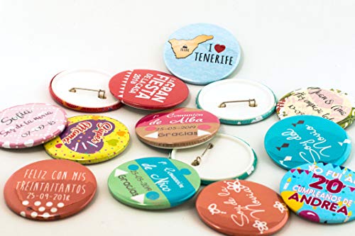 10 Chapas personalizadas para bodas, despedidas, eventos, asociaciones, tamaño 58mm