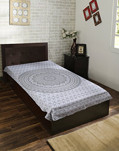 Indische ethnisch Wandbehang Traditionelle Baumwolle Geschenke Weiß Tapisserie Tapestry Blumen Gedruckt Von Rajrang - 4