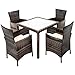 Produktbild ESTEXO® Polyrattan-Sitzgruppe für 4-8 Personen, Rattan Sitzgarnitur, braun, grau, Gartenmöbelset, wetterfest, Essgruppe (4 Stühle, Braun)