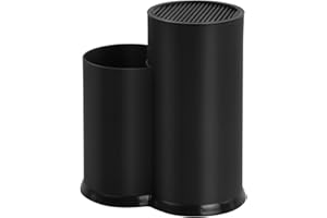 Chstarina Bloque para Cuchillos, Portacuchillos Universal, sin Cuchillo, 2 en 1, Negro, Soporte para Cuchillos, Bloque de Cuchillos con Soporte para Utensilios, Cuchillero para Cocina