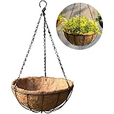 25 cm Hindistan Cevizi Asılı Metal Askılı Hasır Coco Asma &Ccedil;i&ccedil;ek Sepeti Saksı Ev Balkon Dekorasyon