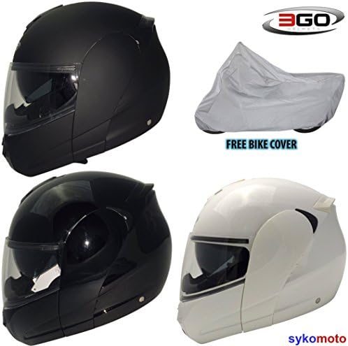 3GO 115 FLIP UP FRONT MOTORCYCLE MOTORBIKE ADULTS MODULAR DVS ECE ACU HELMET (Matt Black, Small)