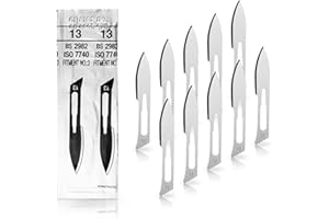 ‎MAY 10 Stück Skalpellklingen Figur 13 aus Karbonstahl für Skalpell-Halter Nr. 3 - Ersatzklingen einzeln steril verpackt