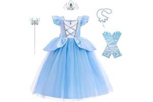 Lito Angels Princess Cinderella Belle Fancy Dress Up Costume Party Ball Gown with Accessories Set for Kids Girls Age 2-10 Years